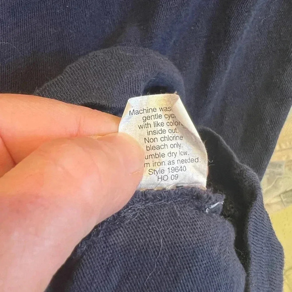 J. Crew medium navy blue floral ruffle edge top 3/4 sleeves vintage 3d neck - Picture 4 of 7